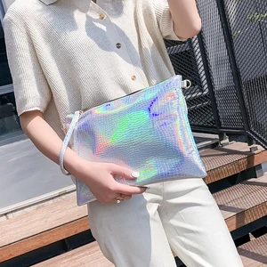 Корейский модный отражающий Серебристый клатч, кошельки и сумочки, женские ручные сумки, женские сумки, мессенджеры из искусственной кожи для косметолога