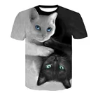 Новинка 2020, футболка с объемным рисунком милого котенка, интересные топы для мальчиков, футболка оверсайз для мужчин и женщин, летние рубашки с коротким рукавом