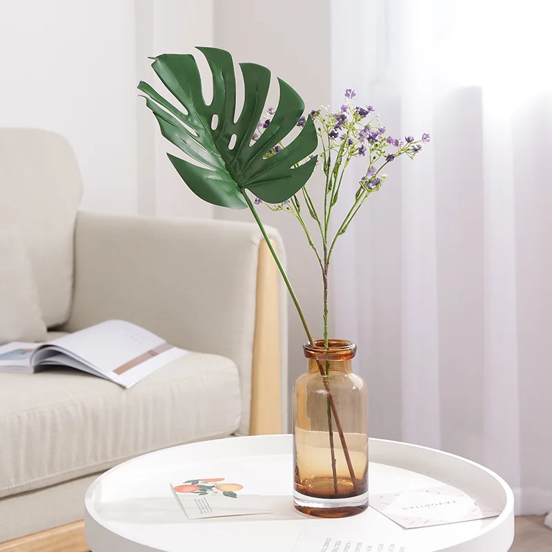 Искусственные растения Monstera пластиковые листья тропической пальмы аксессуары