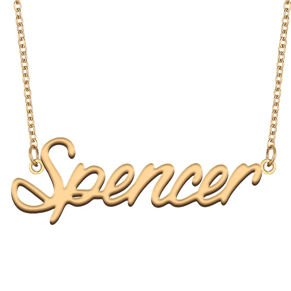

Spencer Name Necklace for Women Stainless Steel Jewelry Gold Plated Nameplate Pendant Femme Mother Girlfriend Gift