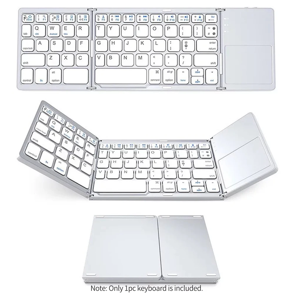 

Портативная ультра тонкая клавиатура для путешествий Мини Беспроводная BT складная клавиатура с сенсорной панелью аккумуляторная батарея ...