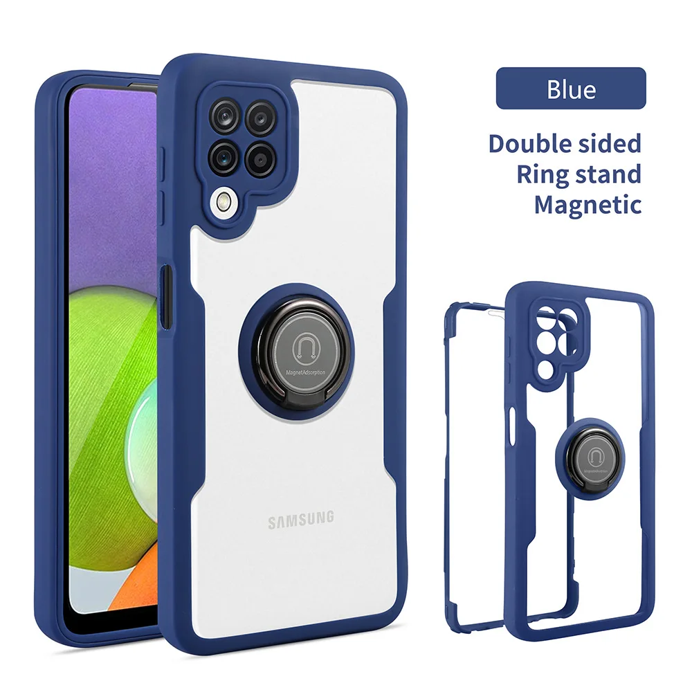 

360 градусов Полная защита силикагель кольцо Стенд кронштейн для Samsung Galaxy 4G 5G A12 A32 A72 A52 A22 A02S A82 S21 FE