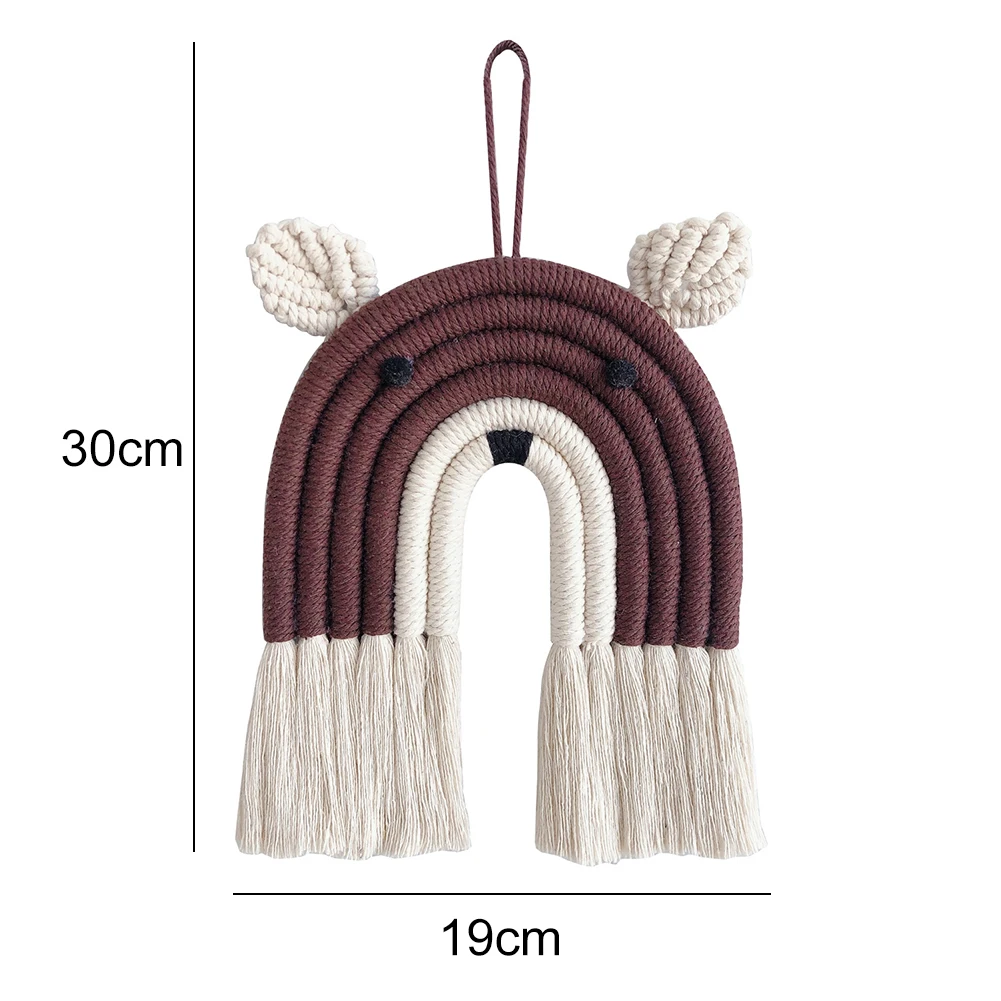 

Hand-Woven Rainbow Bear Hanging Ornaments Tent Wall Home Decoration Crafts Kids Room Kindergarten Nursery Decor Pendant Gift