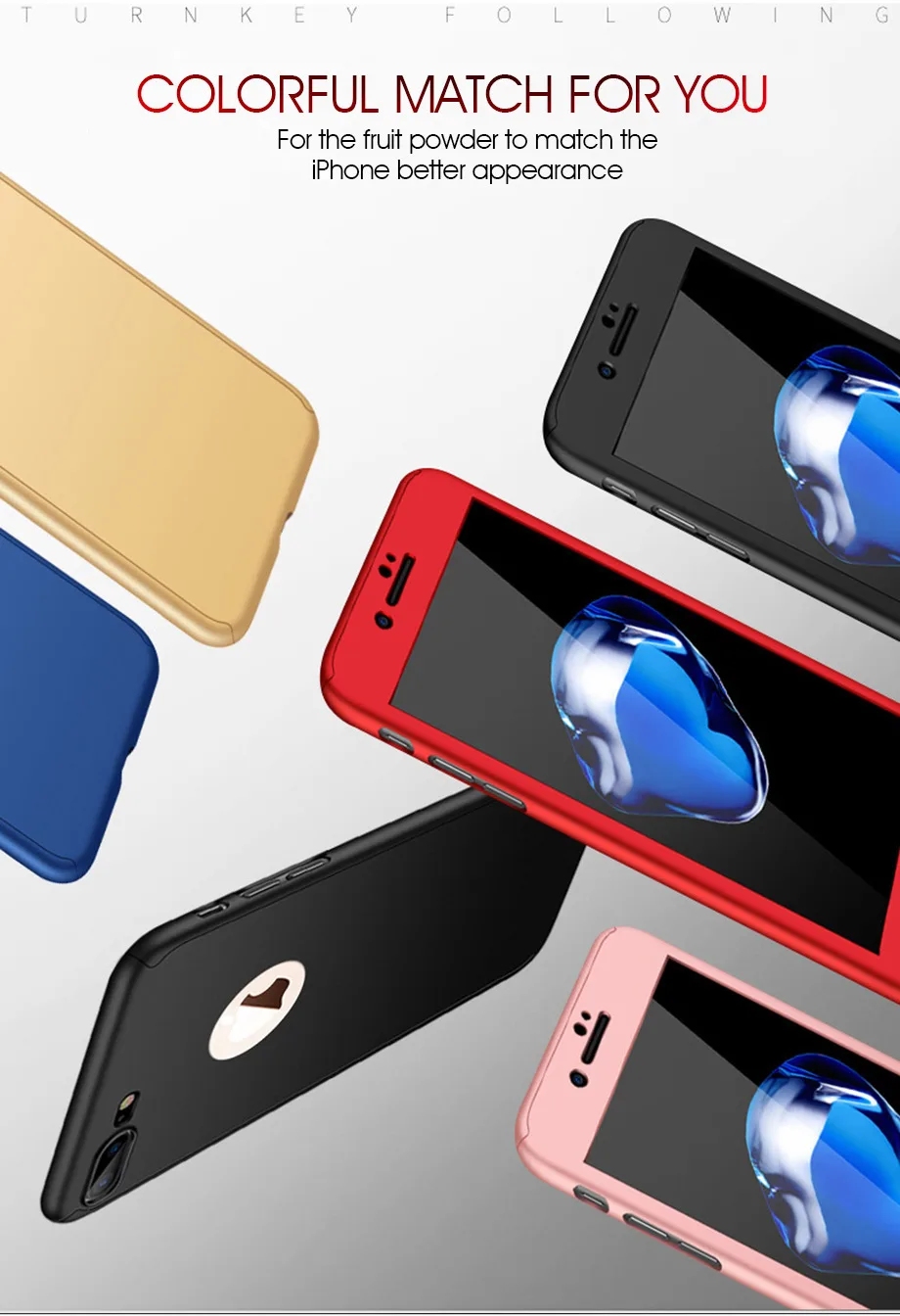 360 полный защитный чехол для телефона с закаленным стеклом для iPhone XR Xs Max X, чехол для iPhone 8 7 Plus 6 6s Plus, чехол 5 5S SE