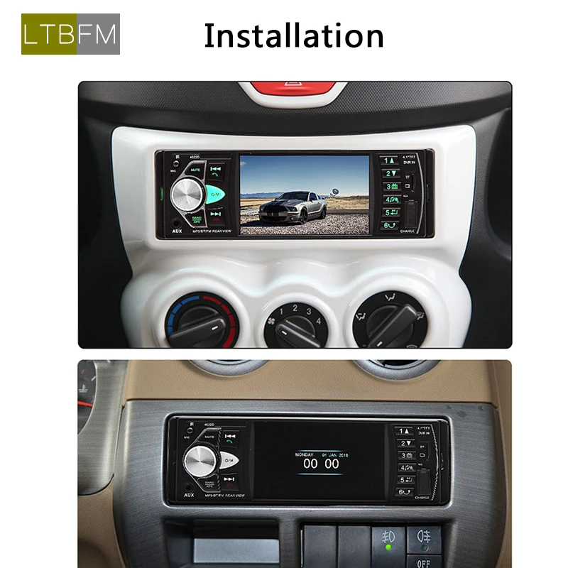LTB FM 4,1 дюймов 1 Din MP3 плейер автомобиля автомагнитола аудио стерео 4012B USB SD AUX FM Bluetooth магнитола станции заднего вида камера Дистанционное управление