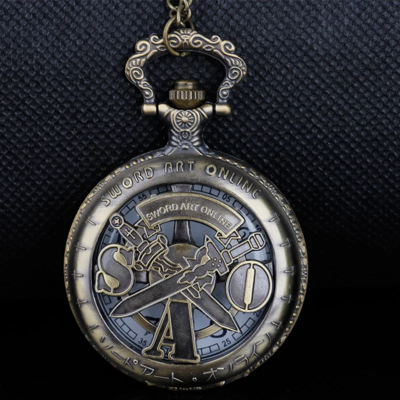 

New Antique Double Sword Hollow Carved Quartz Pocket Watch Men Women Watch Pendant High Quality Clock Accessories