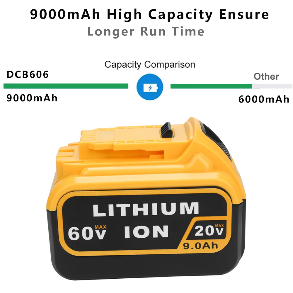 Литий-ионный аккумулятор DCB606 20 В 60 в 9 0 А · ч 6 для электроинструментов DeWalt flexvolt XR 18