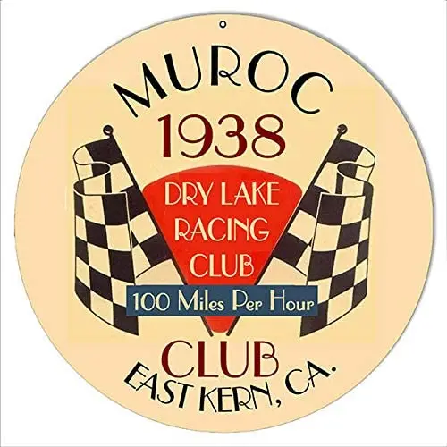 

Muroc Club 1938 Motor Speedway Round Metal Tin Sign Suitable for Home and Kitchen Bar Cafe Garage Wall Decor Retro Vintage