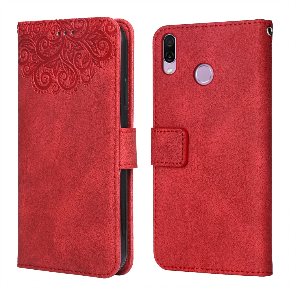 Для Huawei P Smart 2019 цветок тиснение чехол POT LX1AF LX2J 6 21 ''Wallet флип раскладный кожаный