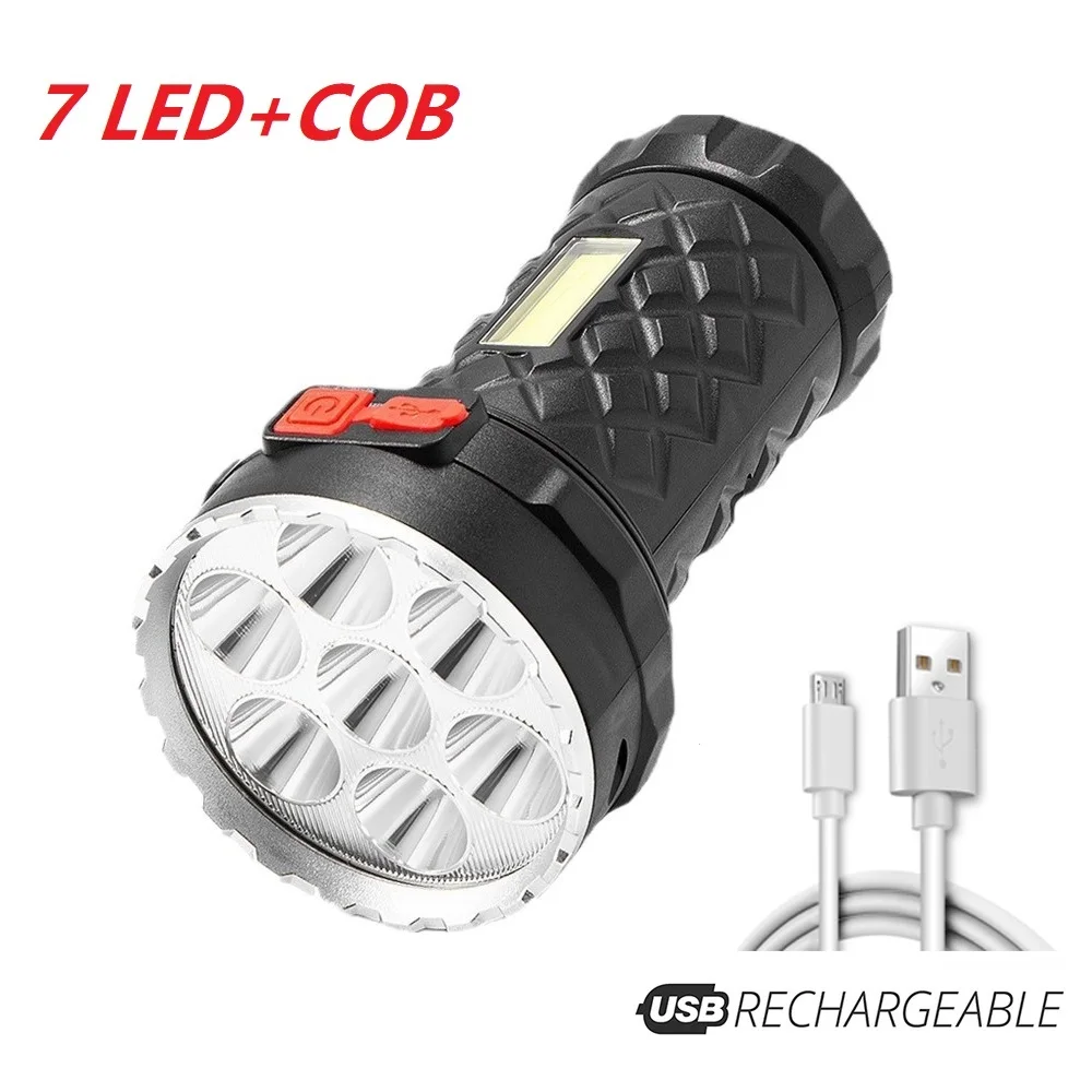 

Super Bright Flashlight Ultra Powerful Led Torch Light Rechargeable COB Side Light 4 Modes Outdoor Adventure 3 In 1 Flashlight