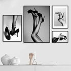 Сексуальная Женская Картина на холсте бикини на высоком каблуке Женская мода Цитата черный и белый постер для гостиной настенное художественное украшение
