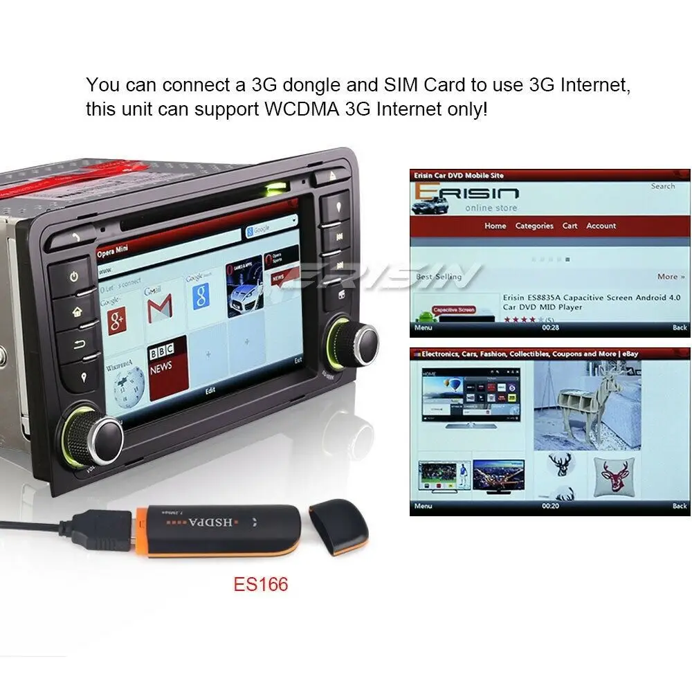 Erisin 7147 DAB + автомобильный DVD-плеер Стерео Авторадио GPS SWC Canbus RDS DVR 3G SD USB Bluetooth для AUDI A3