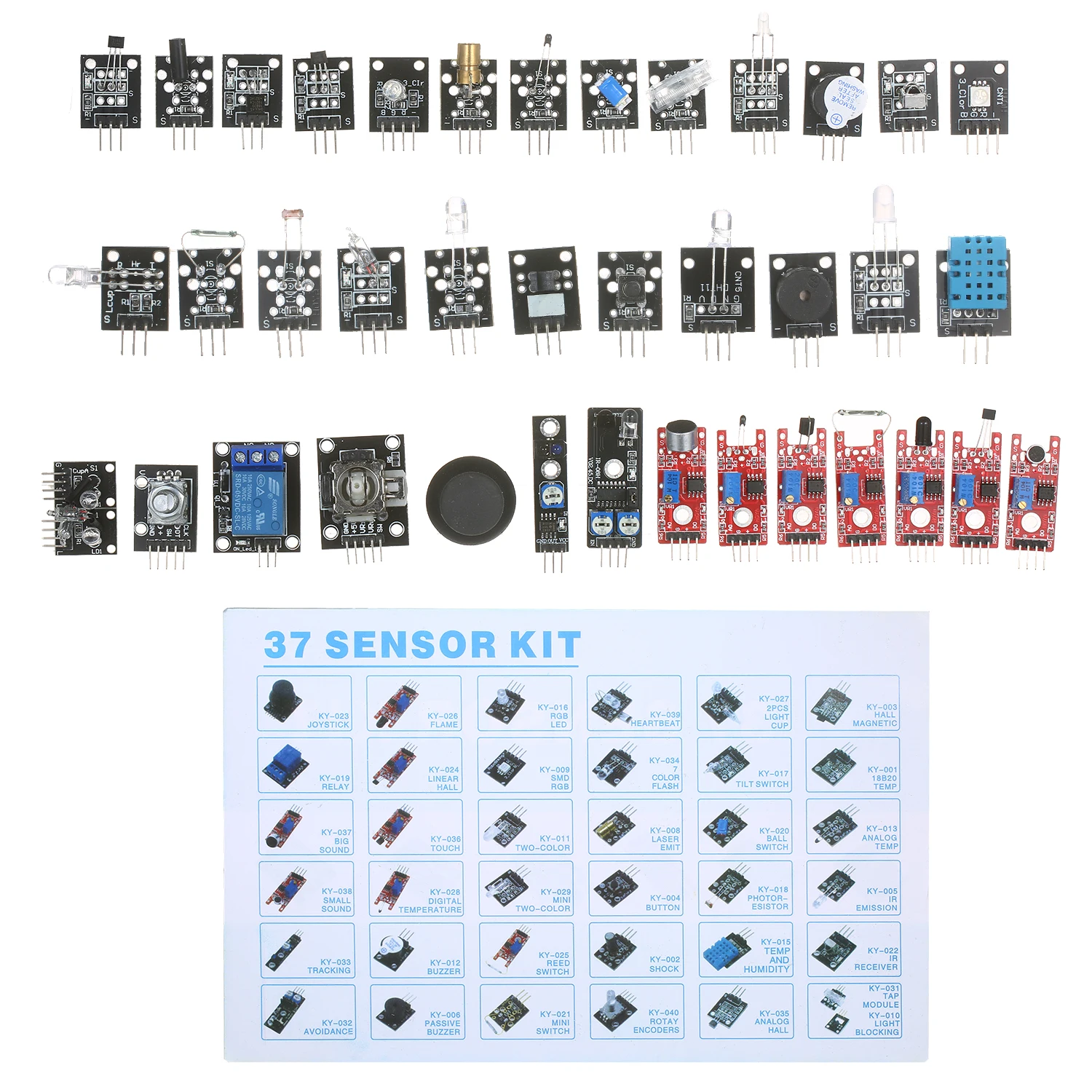 37pcs Sensor Kit Compatible with Arduino Starter Storage Case 37-in-1 Module | Инструменты
