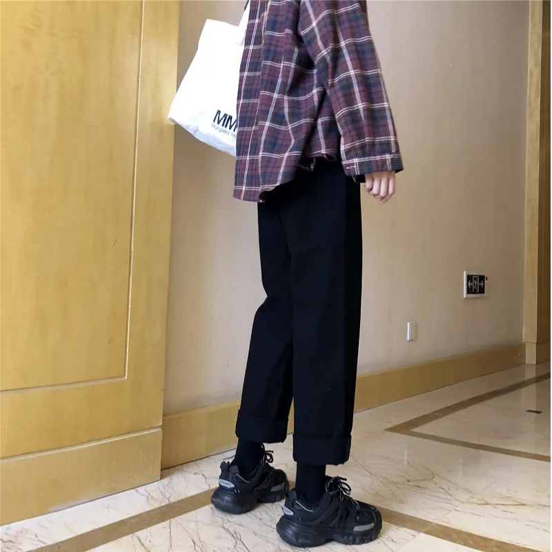 

White Denim Pants Women Solid High Waist Vinatge Straight Mujer Pantalones 2020 Autumn Korean Ropa Mujer Casual Jeans