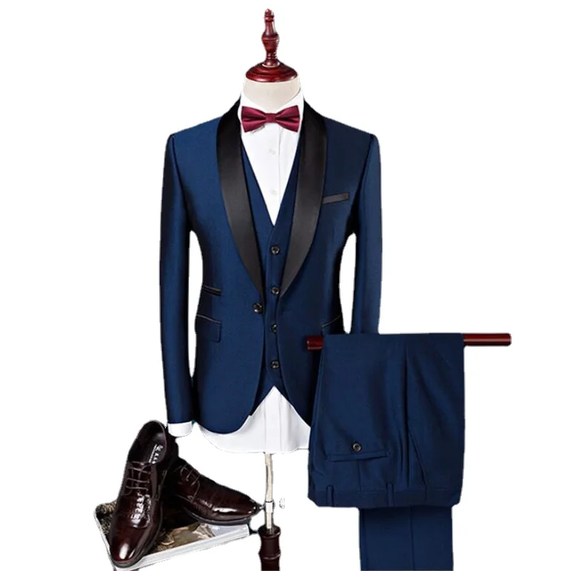 

(Jackets+Vest+pants) Men's Slim Fit Suit 3 Piece Formal Male Business Suit Tuxedo Shawl Lapel for Wedding Groom Blazers S-6XL