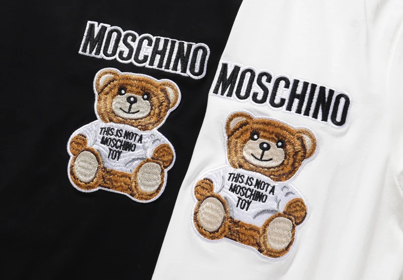 

2020 Moschino T-Shirt Embroidery Bear Logo Women T-Shirts Short Sleeve Tops MOSCHINO O-Neck Shirt for Couples Lovers