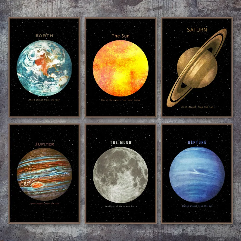 

Planet Space Canvas Paintings Earth Moon Venus Sun Saturn Posters and Modern Prints Wall Art Pictures for Living Home Decoration