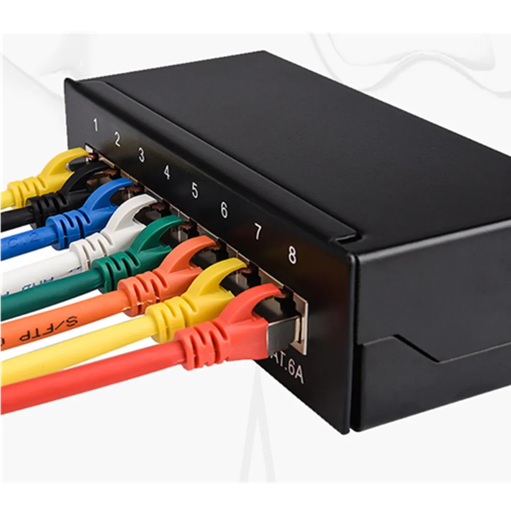Мини настольный Cat6A 8 портовая коммутационная Панель полный экранированный RJ45