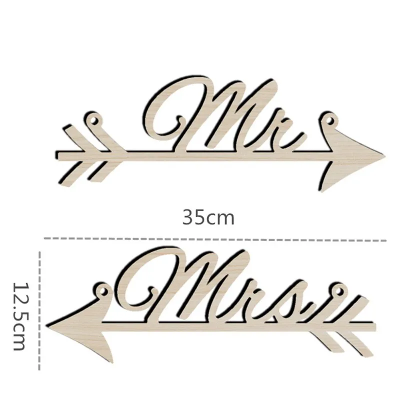 

Wedding Decor 1Pair Mr & Mrs Arrow Signs Wedding Party Chair Decoration Photography Prop Rustic Wood Wedding Sign