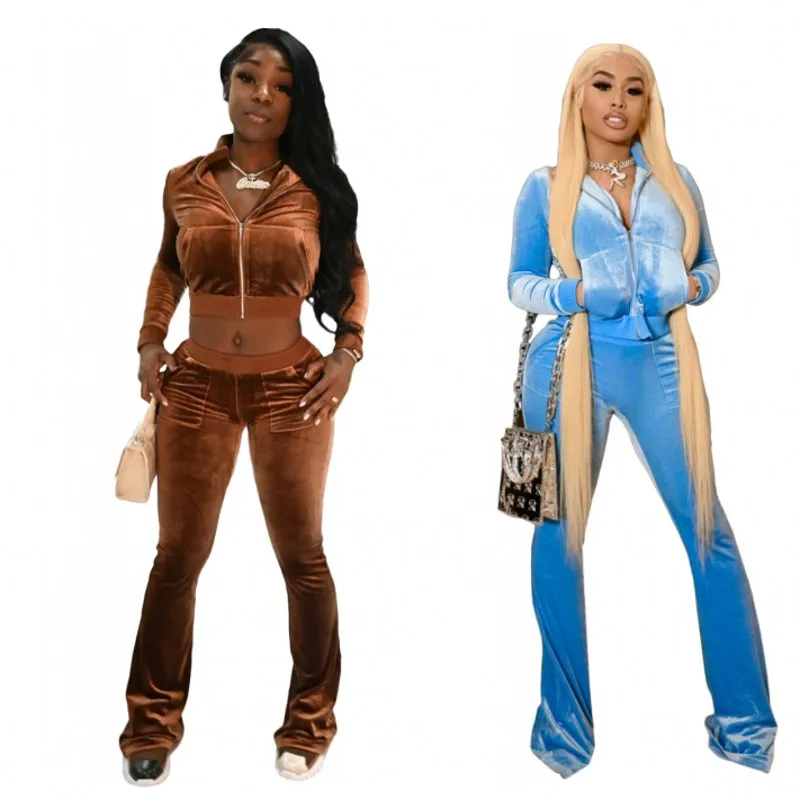 Модный женский Бархатный комплект из двух предметов в Корейском стиле