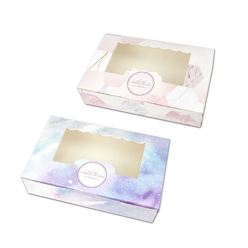 Mix L1-L2 50PCS Paper Gift Box With Window Wedding Party Favors Galaxy Gift Wedding Box Cake Food Packaging Candy Cookies Cupcake Star - Цвет: Mix L1-L2
