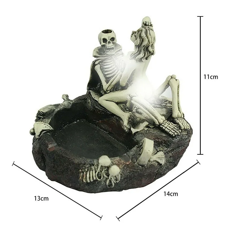 

HOT Skeleton Head Resin Ashtray Skull Ghost & Beauty Statue Craft Ashtray TI99 Ashtray