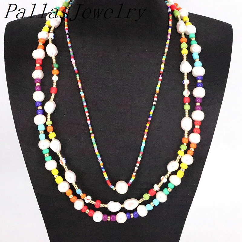 

Пляжное жемчужное ожерелье ручной работы, чокер с бисером бохо, 2021, модное ювелирное ожерелье для женщин и женщин, 5 шт.