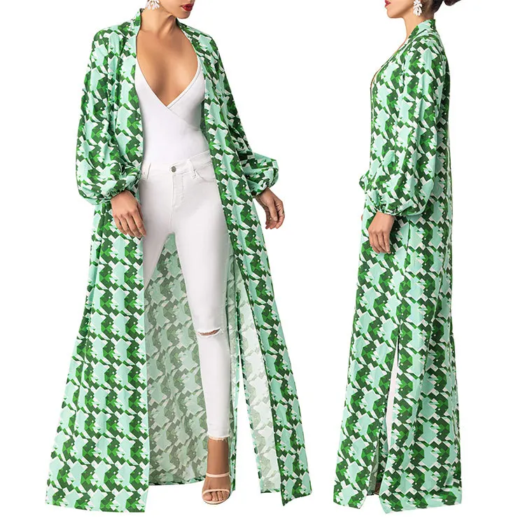 

2021 cross border new print coat Long knee fashion fresh ladies