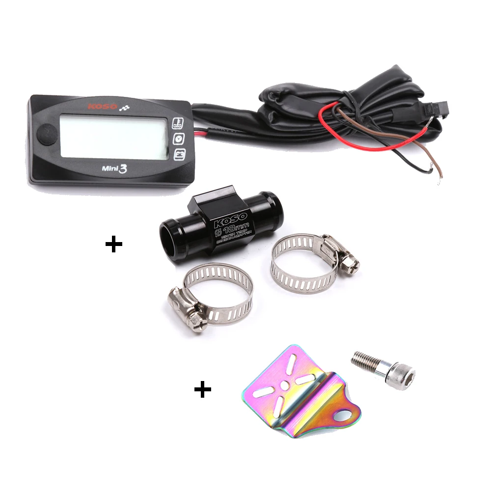 

Motorcycle Slim LED Display Meter KOSO MINI 3 Waterproof Digital Instrument (Water Temp+Time+Volt Meter) for Racing Scooter Bike