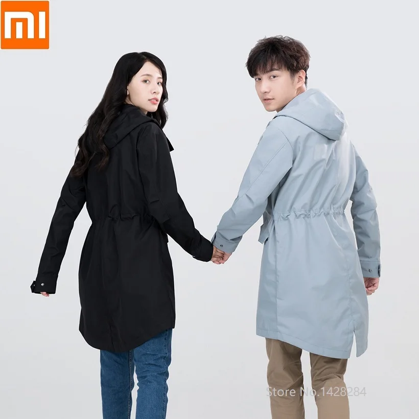 Xiaomi ZENPH Мужская Женская Осенняя модная свободная повседневная куртка с капюшоном ветрозащитная и водонепроницаемая длинная куртка ветровки