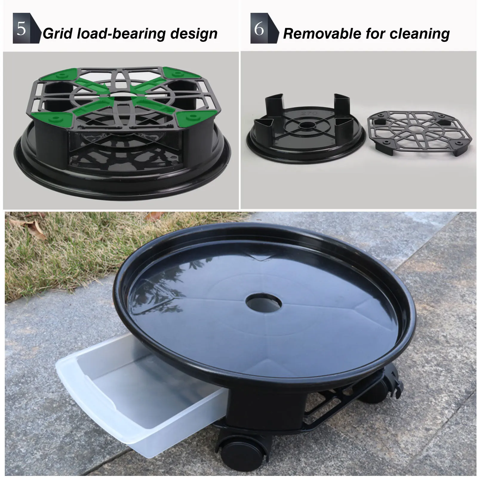 

Movable Flower Pot Stand Plant Saucer With Storage Tank And Wheels Movable Plant Stand For Moving Heavy-duty Flower Pots gently