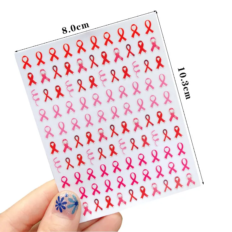

Red Bow Tie Shape Self-adhesive Nail Sticker Bow Ribbon Love Heart Pattern Nail Tips Slider Decoration Manicure Stickers