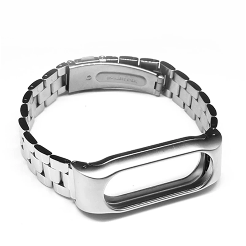 Silver Ремешок из нержавеющей стали Mi Band 4, умный ремешок для часов для Xiaomi Mi Band 4, 3, Band 3, металлический браслет на запястье для Xiaomi Mi Band 2 Mi4 - Цвет: Silver
