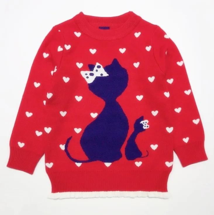 Детский свитер новинка 2019 осенне-зимний модный с рисунком кота для маленьких