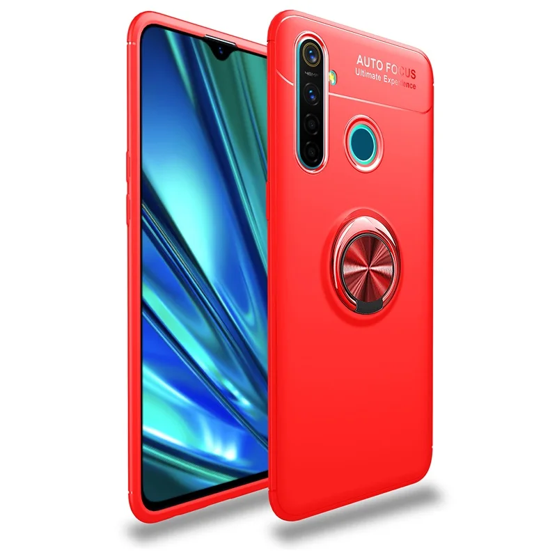 Противоударный чехол для OPPO Realme 5, чехол, магнитный кольцевой кронштейн, мягкий матовый Силиконовый чехол для телефона, чехол для realme5