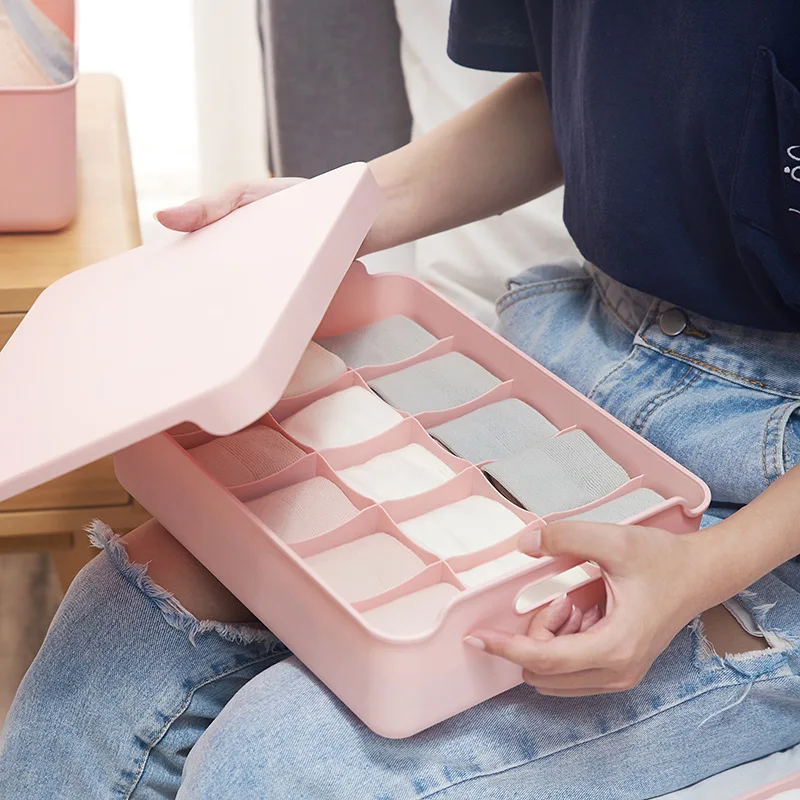 Plastic Storage Box Underwear Bra Sundries Bin Children Socks Sort Out Container Home Wardrobe Dustproof Bedroom Accessories | Дом и сад