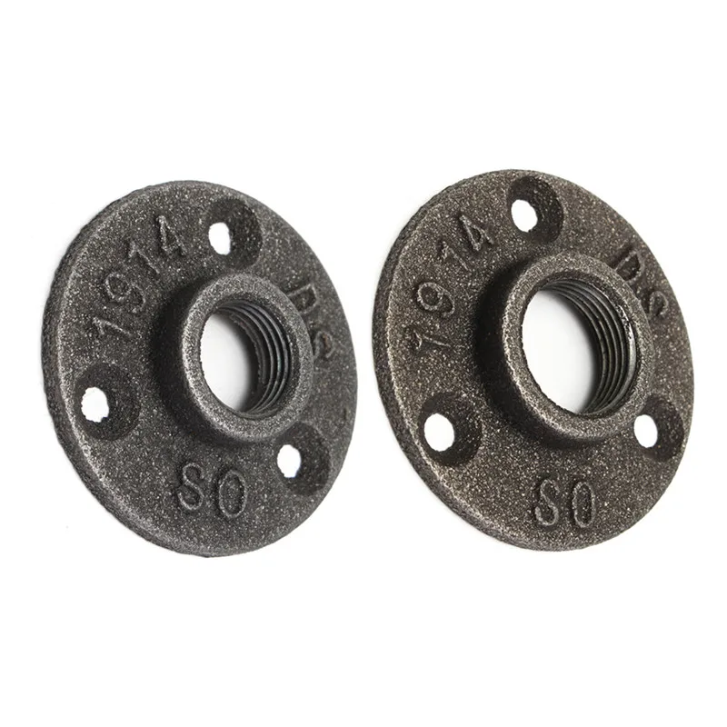 

10Pcs 1" 1/2" 3/4" Black Decorative Malleable Iron Floor/Wall Flange Malleable Cast Iron Pipe Fittings BSP Threaded Hole