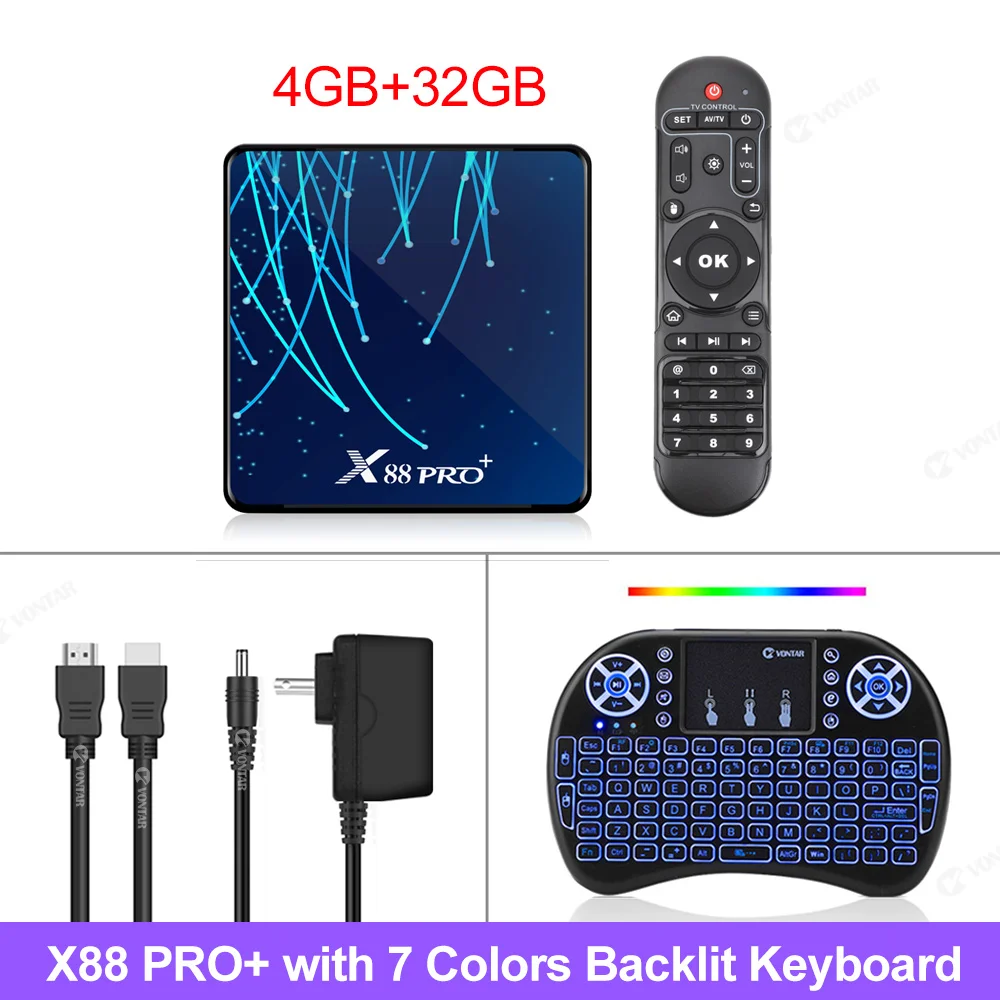 4G32G backlit i8 Восьмиядерный Android 9,0 ТВ приставка X88 PRO Plus 4 Гб 128 Гб Rockchip RK3368PRO 1080p 4K 60 кадров в секунду Google голосовой помощник Netflix 64 ГБ 32 ГБ - Цвет: 4G32G backlit i8