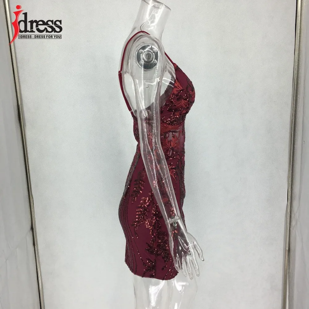 IDress сексуальное прозрачное платье с блестками женское Сверкающее летнее платье с v-образным вырезом элегантное золотисто-красное вечернее платье для ночного клуба миди Vestidos
