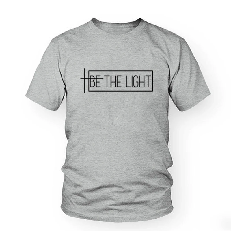 Женская футболка с надписью Be The Light Christian Jesus и Вера топы из хлопка большие размеры