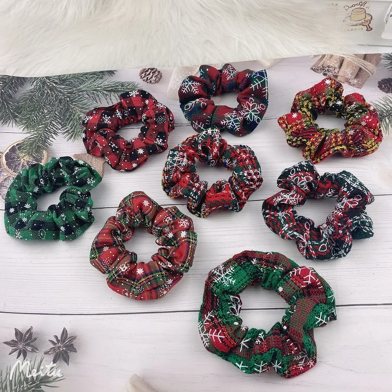 

2PCS New Christmas cotton and linen large intestine ring cotton and linen tie hair girls hair accessories hair ring