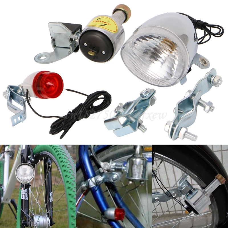 

Bicycle Motorized Bike Friction Dynamo Generator Head Tail Light With Acessories