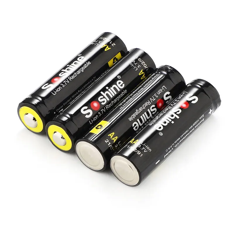 4 шт. литий ионные аккумуляторы Soshine 14500 3 7 в 800 мАч|li-ion battery|battery for flashlightbattery |