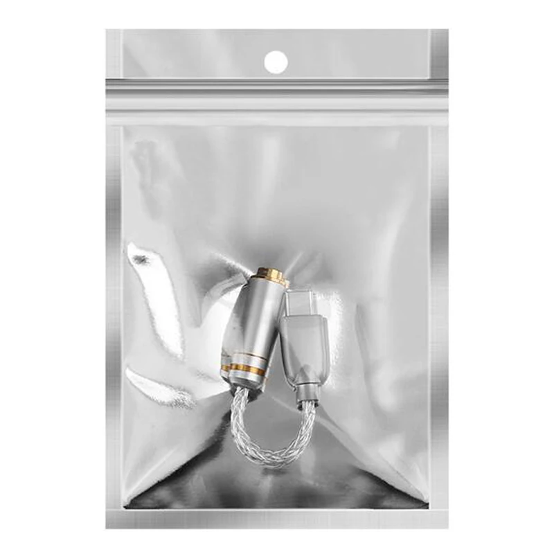 

Hifi Type C Mini Jack 4.4 Headphone Adapter Pure Silver Headphone Cable Audio Connectors 4.4mm Female USB C Converter
