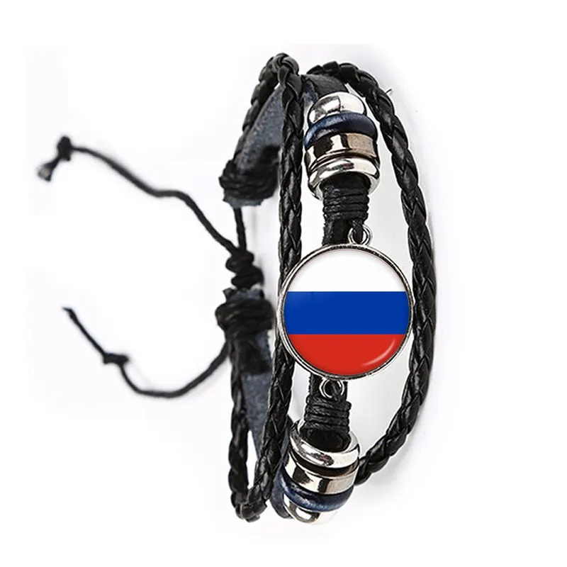 Кожаный браслет с национальным флагом, Корея, Сербию, Россию, Словению, Аргентина, Соединенные Штаты, Турция, Испания, Доминика ювелирные изделия для женщин и мужчин - Окраска металла: 5