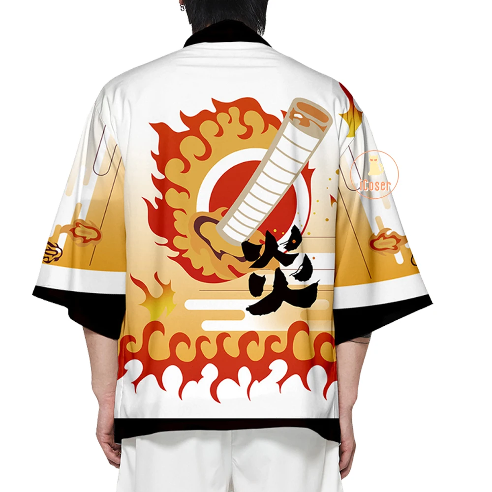 Kimetsu без Yaiba Mugen поезд Kyojuro Rengoku Косплэй Кимоно размера плюс демон убийца пламени