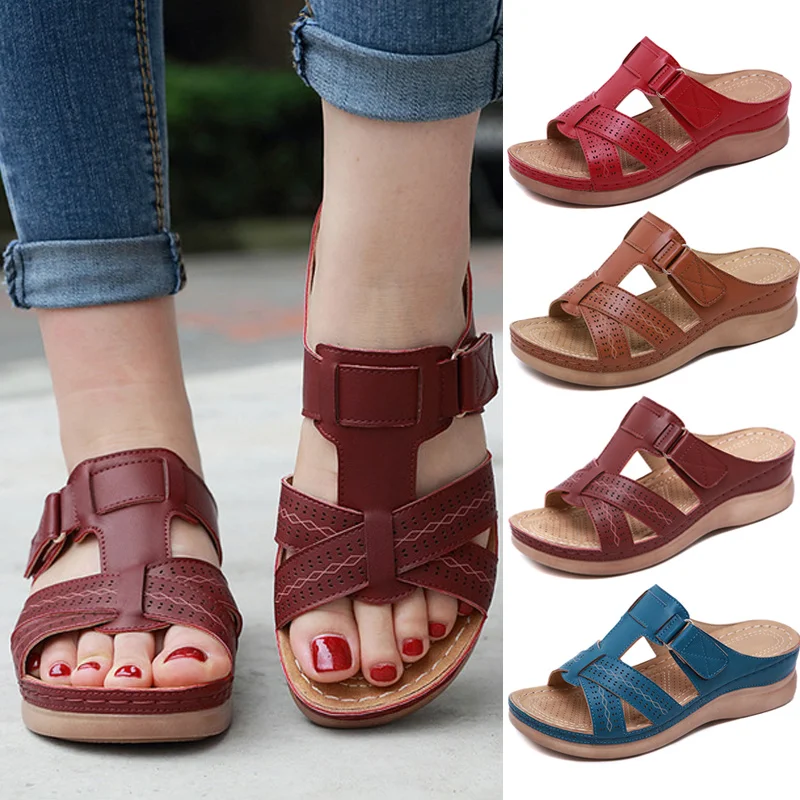 

Hot Women Premium Orthopedic Open Toe Sandals Vintage Anti-slip Breathable for Summer MVI-ing