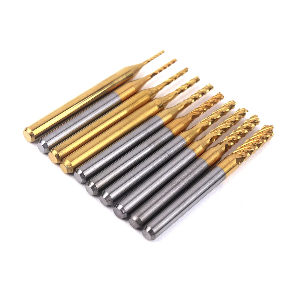 

1 set of 10pcs titanium-plated tungsten steel end mills