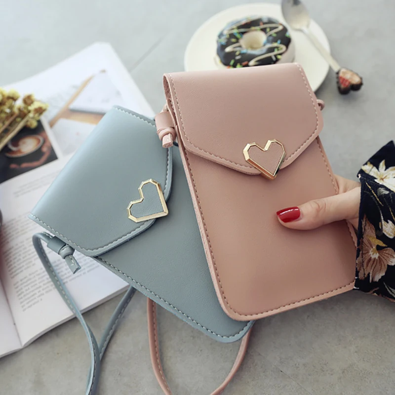 

Q Shoulder Handbags Smartphone Touch Screen Transparent Hasp Cross Wallets Cell Phone Purse Women Fashion Accessories