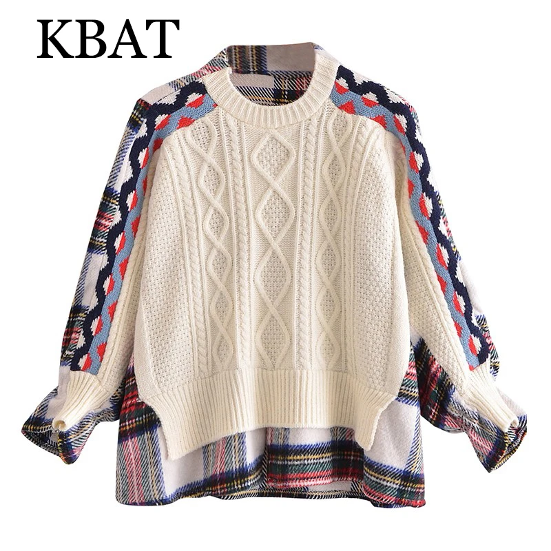 

Женский трикотажный свитер с круглым вырезом и длинным рукавом